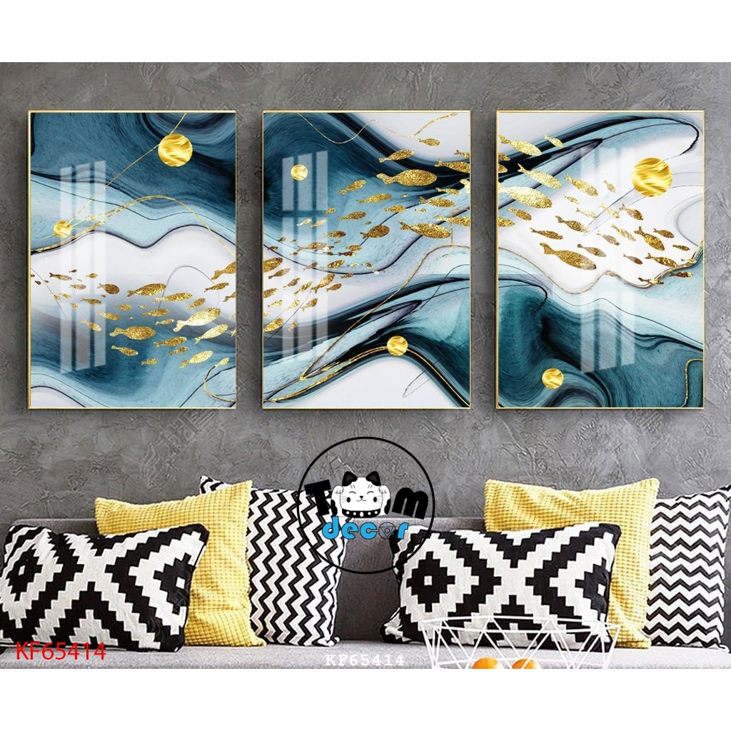 Tranh Tráng Gương 3 Bức Chim Hạt,Cá Koi,Phong Cảnh,Hoa Trừu Tượng Chọn Lọc Đẹp