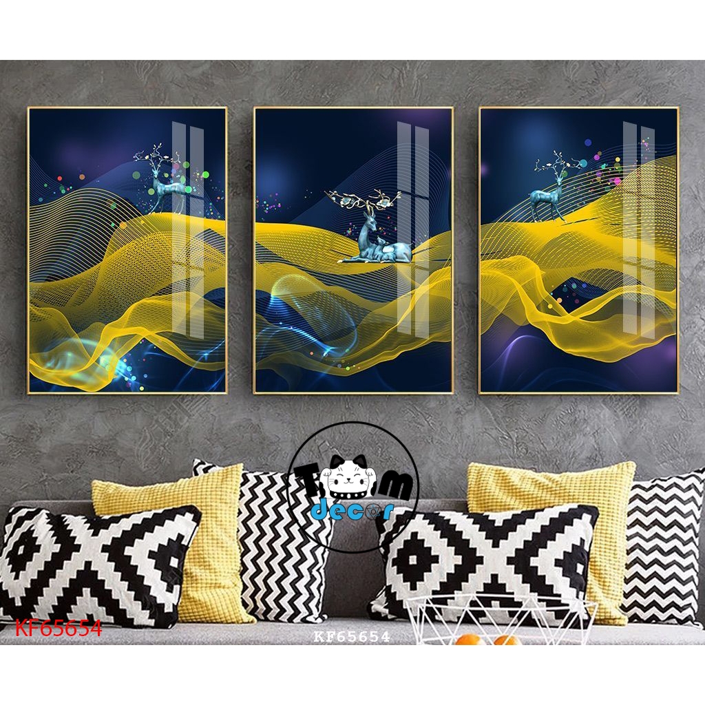 Tranh Tráng Gương 3 Bức Chim Hạt,Cá Koi,Phong Cảnh,Hoa Trừu Tượng Chọn Lọc Đẹp