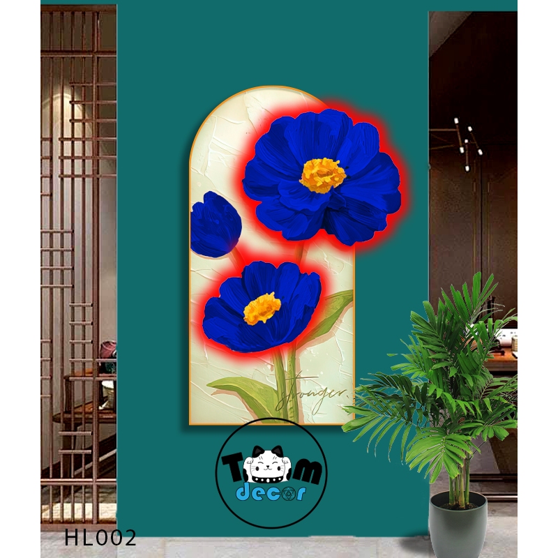 Tranh Hoa 3D Tráng Gương Led Có Remot Điều Khiển Size Lớn - Tomdecor