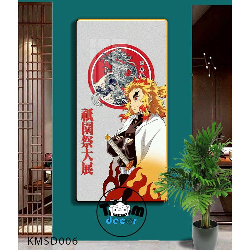 Tranh Tráng Gương Kimetsu Yaiba Cao Cấp Mặt Gương Có Khung Treo Tường - Tặng Kèm Đinh Treo Tranh