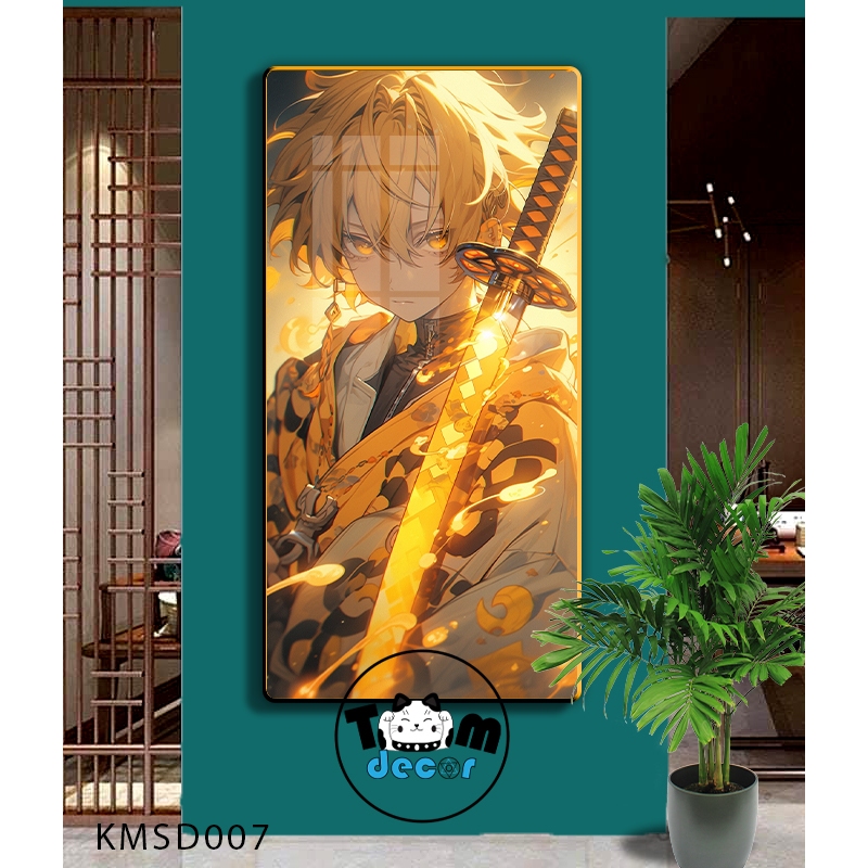 Tranh Tráng Gương Kimetsu Yaiba Cao Cấp Mặt Gương Có Khung Treo Tường - Tặng Kèm Đinh Treo Tranh