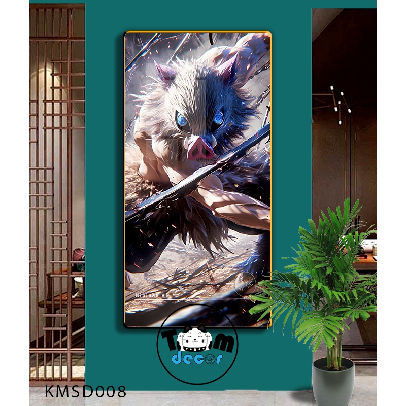 Tranh Tráng Gương Kimetsu Yaiba Cao Cấp Mặt Gương Có Khung Treo Tường - Tặng Kèm Đinh Treo Tranh