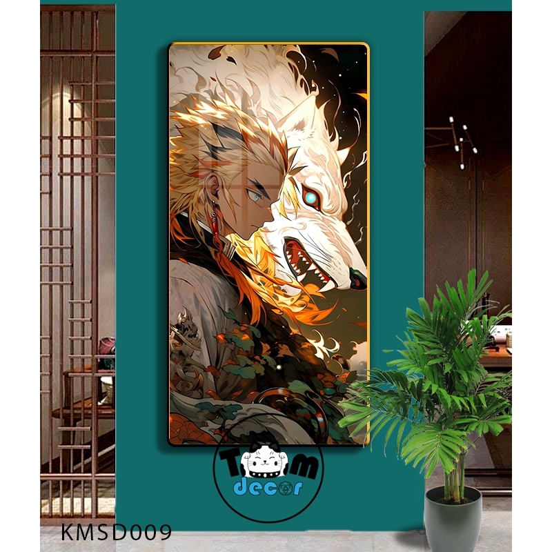 Tranh Tráng Gương Kimetsu Yaiba Cao Cấp Mặt Gương Có Khung Treo Tường - Tặng Kèm Đinh Treo Tranh