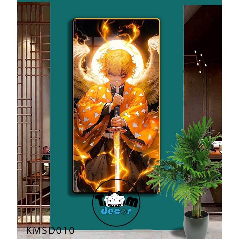 Tranh Tráng Gương Kimetsu Yaiba Cao Cấp Mặt Gương Có Khung Treo Tường - Tặng Kèm Đinh Treo Tranh