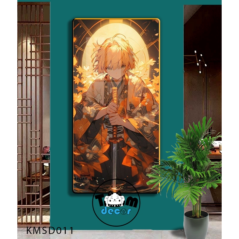 Tranh Tráng Gương Kimetsu Yaiba Cao Cấp Mặt Gương Có Khung Treo Tường - Tặng Kèm Đinh Treo Tranh