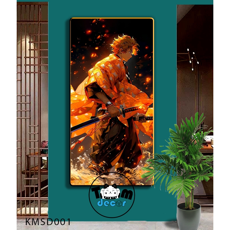 Tranh Tráng Gương Kimetsu Yaiba Cao Cấp Mặt Gương Có Khung Treo Tường - Tặng Kèm Đinh Treo Tranh