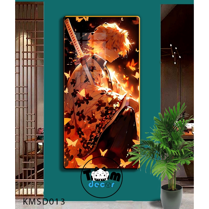 Tranh Tráng Gương Kimetsu Yaiba Cao Cấp Mặt Gương Có Khung Treo Tường - Tặng Kèm Đinh Treo Tranh