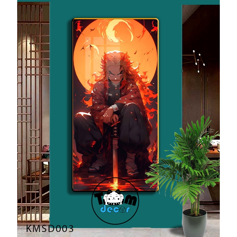 Tranh Tráng Gương Kimetsu Yaiba Cao Cấp Mặt Gương Có Khung Treo Tường - Tặng Kèm Đinh Treo Tranh