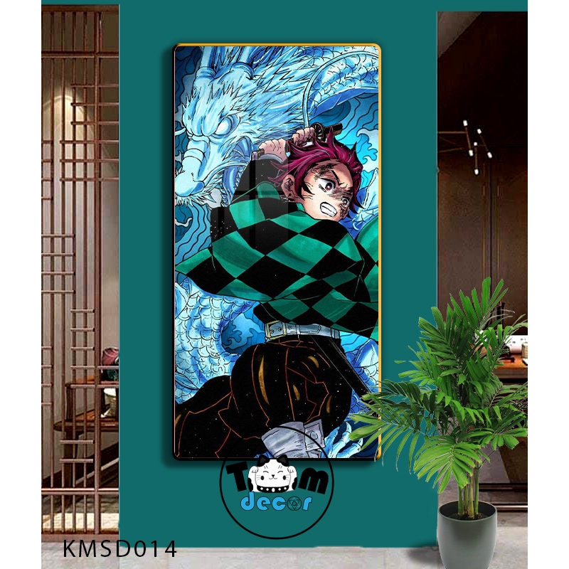 Tranh Tráng Gương Kimetsu Yaiba Cao Cấp Mặt Gương Có Khung Treo Tường - Tặng Kèm Đinh Treo Tranh