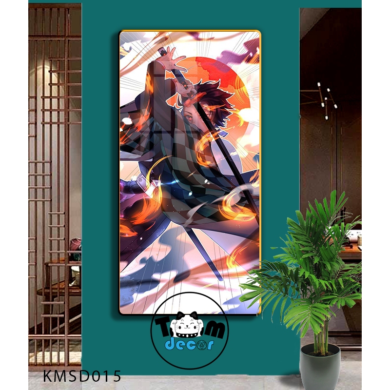 Tranh Tráng Gương Kimetsu Yaiba Cao Cấp Mặt Gương Có Khung Treo Tường - Tặng Kèm Đinh Treo Tranh