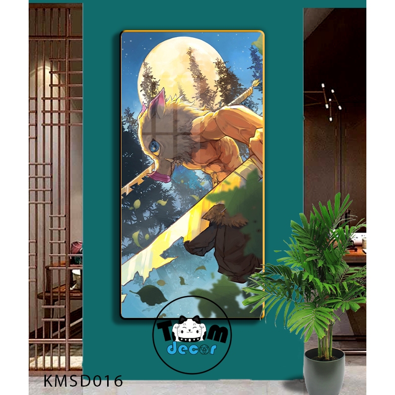 Tranh Tráng Gương Kimetsu Yaiba Cao Cấp Mặt Gương Có Khung Treo Tường - Tặng Kèm Đinh Treo Tranh