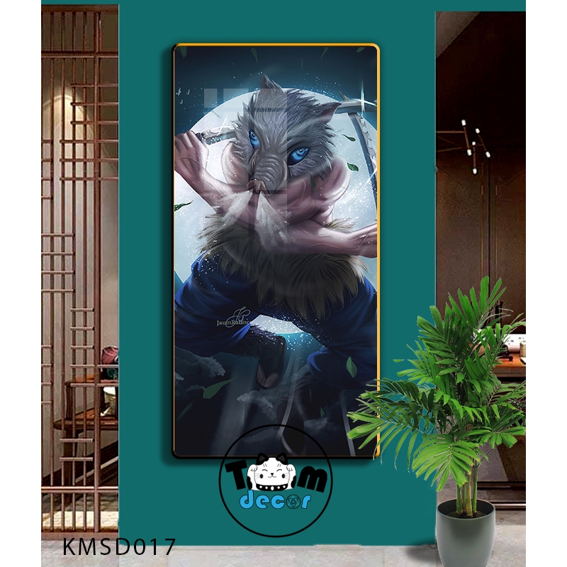 Tranh Tráng Gương Kimetsu Yaiba Cao Cấp Mặt Gương Có Khung Treo Tường - Tặng Kèm Đinh Treo Tranh