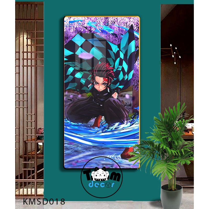 Tranh Tráng Gương Kimetsu Yaiba Cao Cấp Mặt Gương Có Khung Treo Tường - Tặng Kèm Đinh Treo Tranh