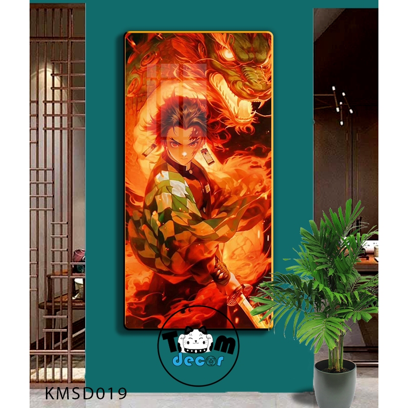 Tranh Tráng Gương Kimetsu Yaiba Cao Cấp Mặt Gương Có Khung Treo Tường - Tặng Kèm Đinh Treo Tranh