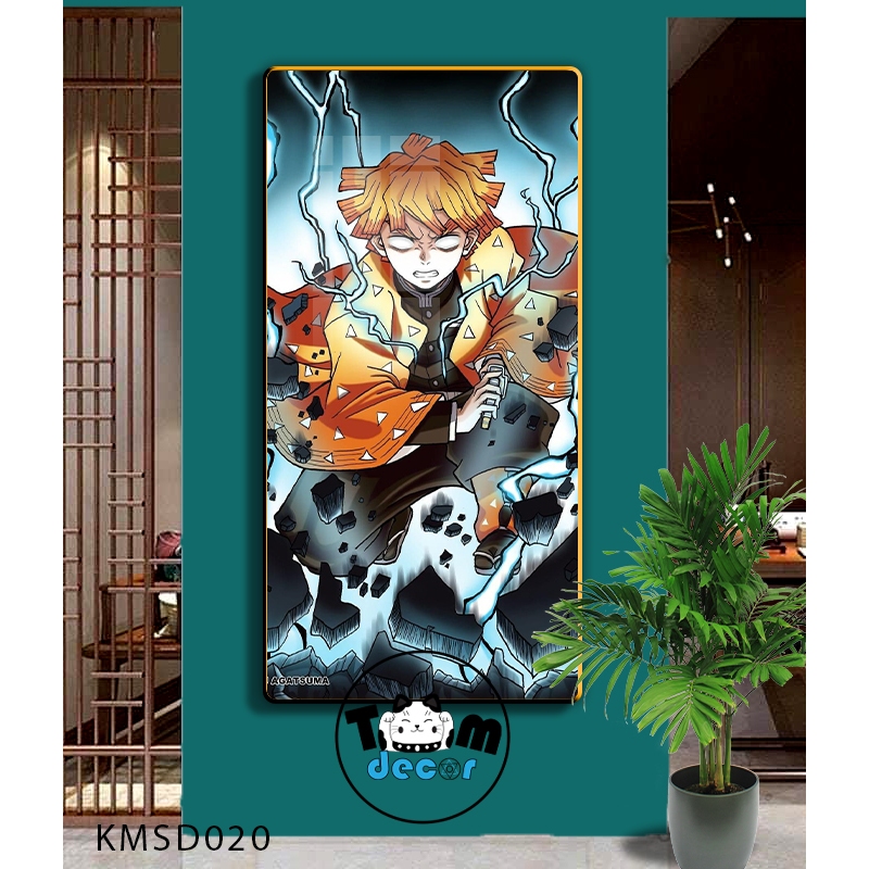 Tranh Tráng Gương Kimetsu Yaiba Cao Cấp Mặt Gương Có Khung Treo Tường - Tặng Kèm Đinh Treo Tranh