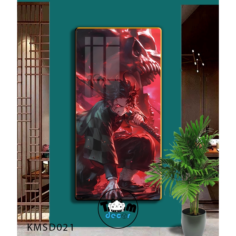 Tranh Tráng Gương Kimetsu Yaiba Cao Cấp Mặt Gương Có Khung Treo Tường - Tặng Kèm Đinh Treo Tranh