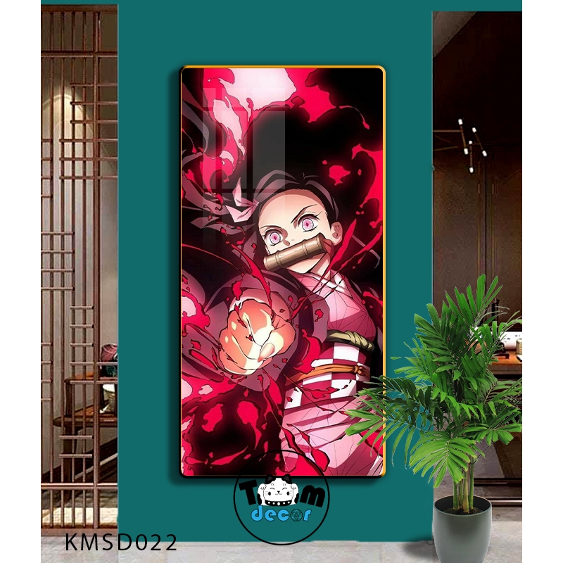Tranh Tráng Gương Kimetsu Yaiba Cao Cấp Mặt Gương Có Khung Treo Tường - Tặng Kèm Đinh Treo Tranh