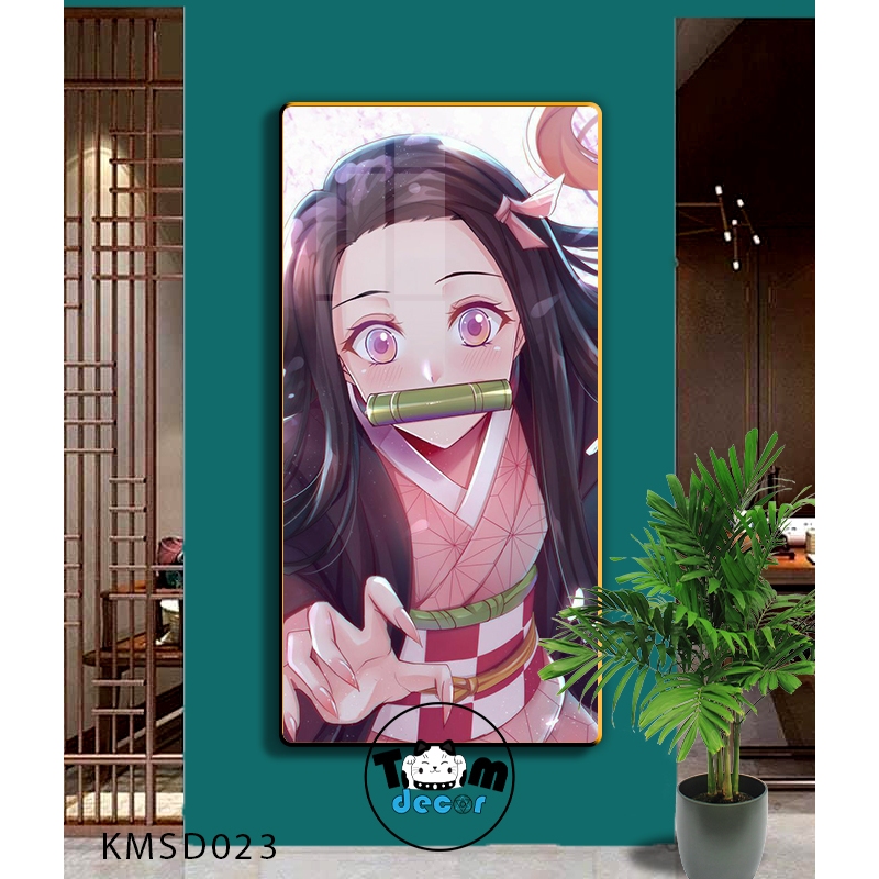 Tranh Tráng Gương Kimetsu Yaiba Cao Cấp Mặt Gương Có Khung Treo Tường - Tặng Kèm Đinh Treo Tranh