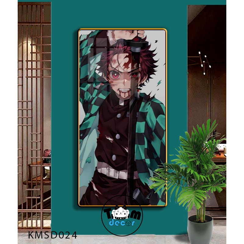 Tranh Tráng Gương Kimetsu Yaiba Cao Cấp Mặt Gương Có Khung Treo Tường - Tặng Kèm Đinh Treo Tranh