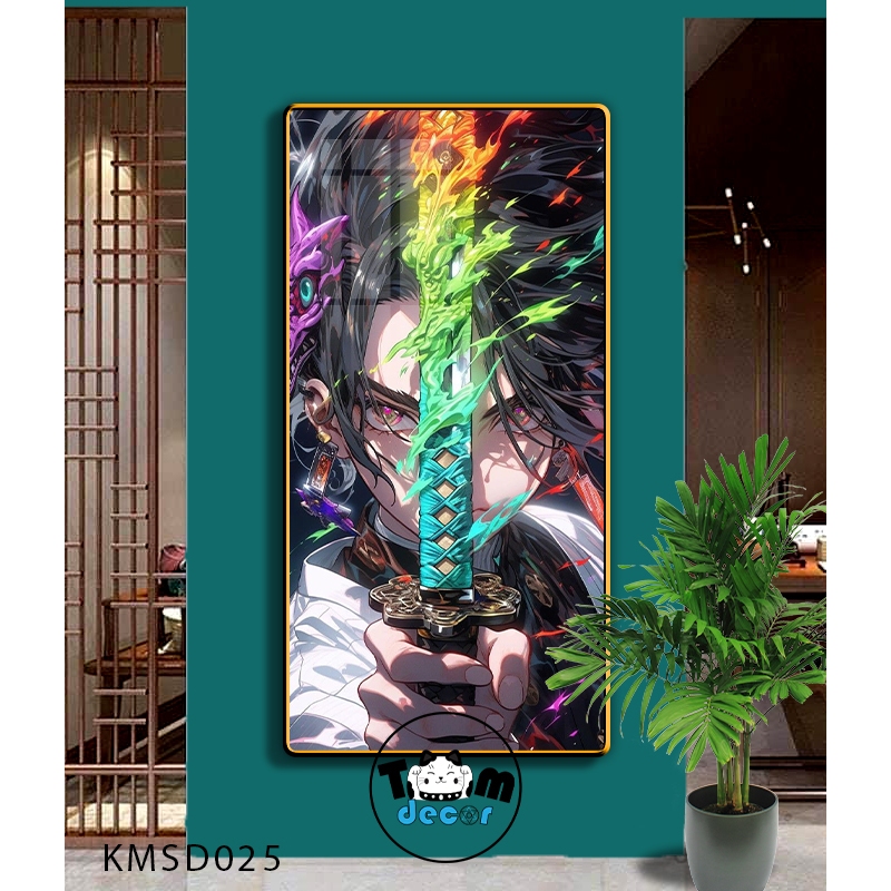 Tranh Tráng Gương Kimetsu Yaiba Cao Cấp Mặt Gương Có Khung Treo Tường - Tặng Kèm Đinh Treo Tranh