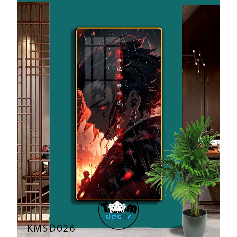 Tranh Tráng Gương Kimetsu Yaiba Cao Cấp Mặt Gương Có Khung Treo Tường - Tặng Kèm Đinh Treo Tranh