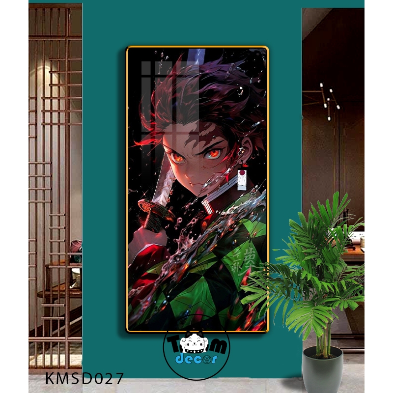 Tranh Tráng Gương Kimetsu Yaiba Cao Cấp Mặt Gương Có Khung Treo Tường - Tặng Kèm Đinh Treo Tranh