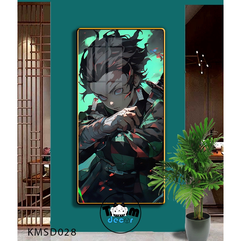 Tranh Tráng Gương Kimetsu Yaiba Cao Cấp Mặt Gương Có Khung Treo Tường - Tặng Kèm Đinh Treo Tranh