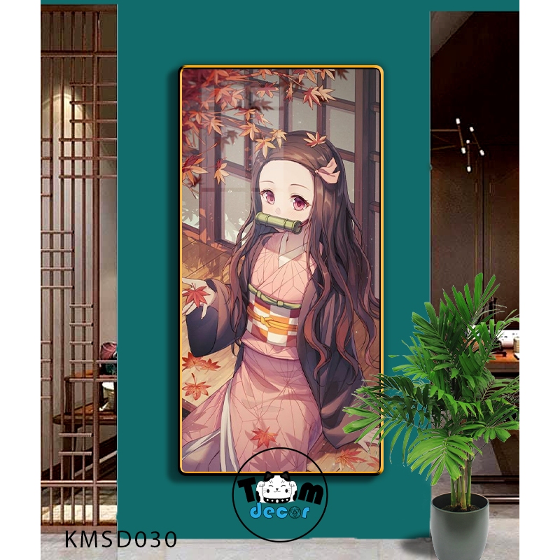 Tranh Tráng Gương Kimetsu Yaiba Cao Cấp Mặt Gương Có Khung Treo Tường - Tặng Kèm Đinh Treo Tranh