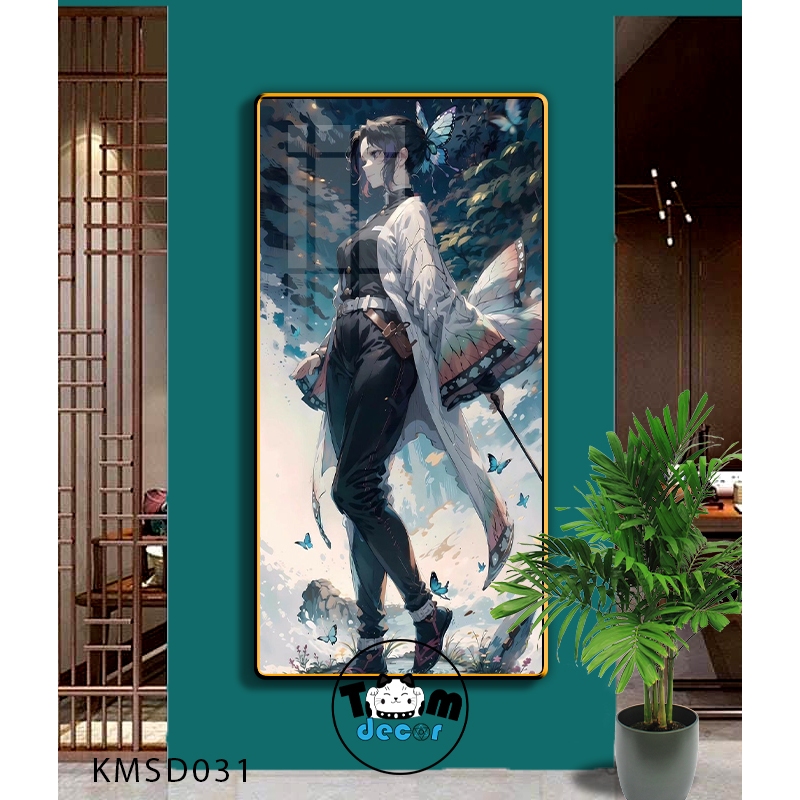 Tranh Tráng Gương Kimetsu Yaiba Cao Cấp Mặt Gương Có Khung Treo Tường - Tặng Kèm Đinh Treo Tranh