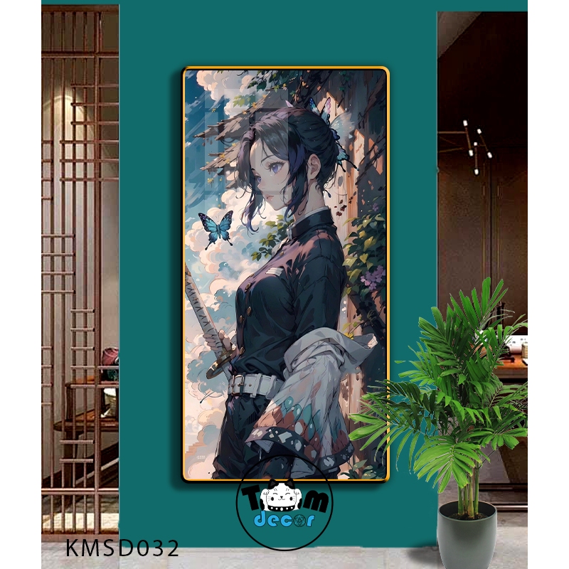 Tranh Tráng Gương Kimetsu Yaiba Cao Cấp Mặt Gương Có Khung Treo Tường - Tặng Kèm Đinh Treo Tranh