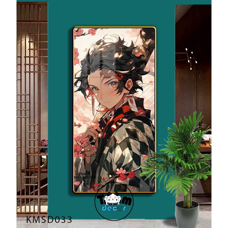 Tranh Tráng Gương Kimetsu Yaiba Cao Cấp Mặt Gương Có Khung Treo Tường - Tặng Kèm Đinh Treo Tranh