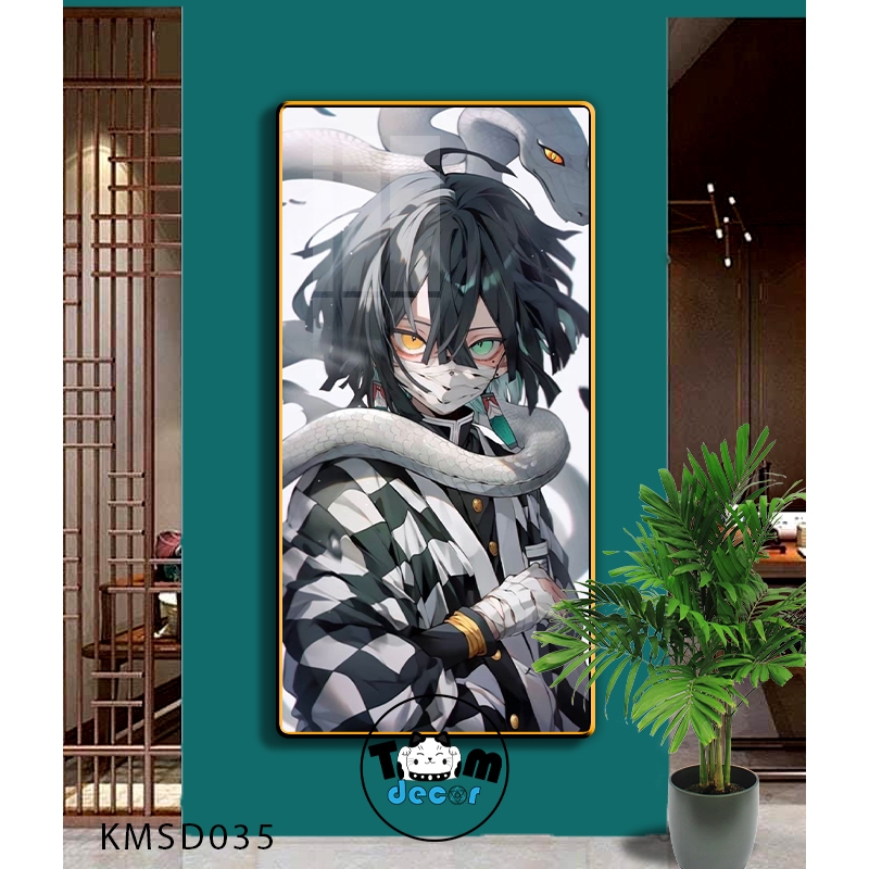 Tranh Tráng Gương Kimetsu Yaiba Cao Cấp Mặt Gương Có Khung Treo Tường - Tặng Kèm Đinh Treo Tranh