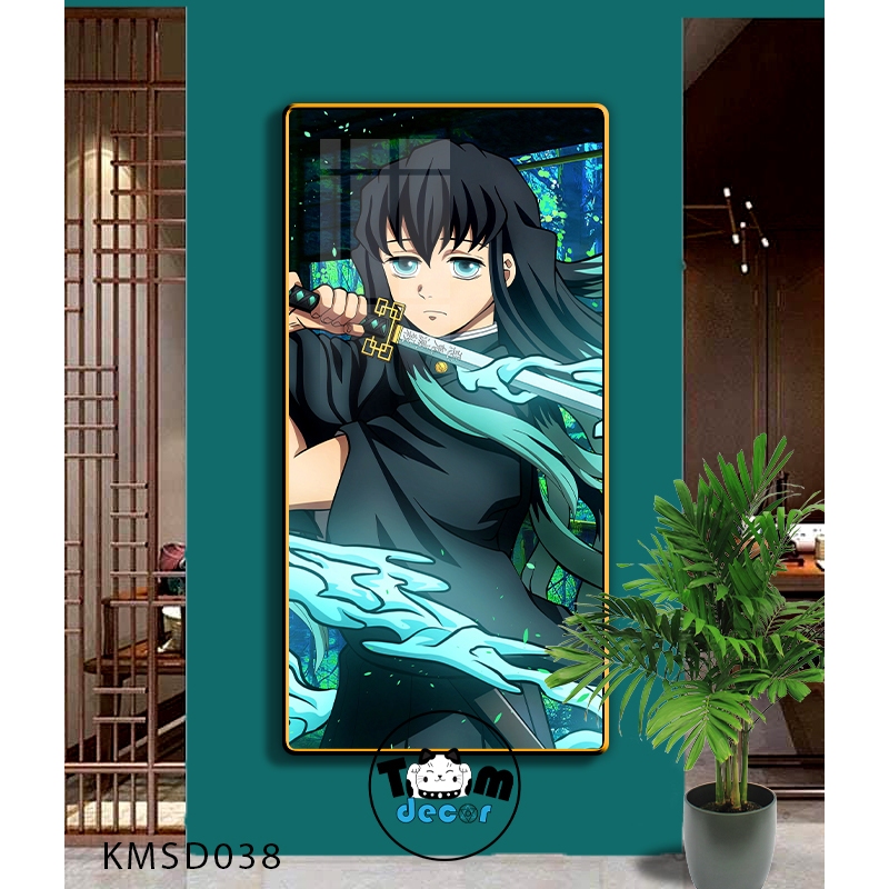 Tranh Tráng Gương Kimetsu Yaiba Cao Cấp Mặt Gương Có Khung Treo Tường - Tặng Kèm Đinh Treo Tranh