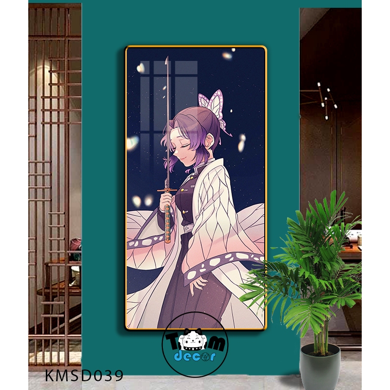 Tranh Tráng Gương Kimetsu Yaiba Cao Cấp Mặt Gương Có Khung Treo Tường - Tặng Kèm Đinh Treo Tranh