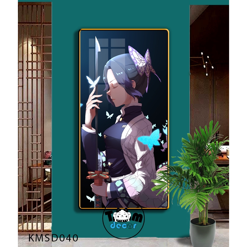 Tranh Tráng Gương Kimetsu Yaiba Cao Cấp Mặt Gương Có Khung Treo Tường - Tặng Kèm Đinh Treo Tranh