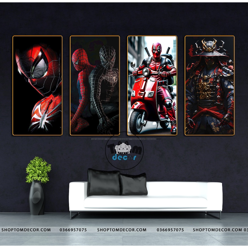 Tranh Người Nhện,Marvel,Samurai,Batman,Iron man - Tranh Tráng Gương Khổ Dọc
