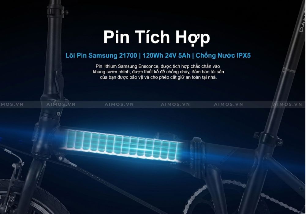 Viên pin được giấu tin tế bên trong khung sườnv