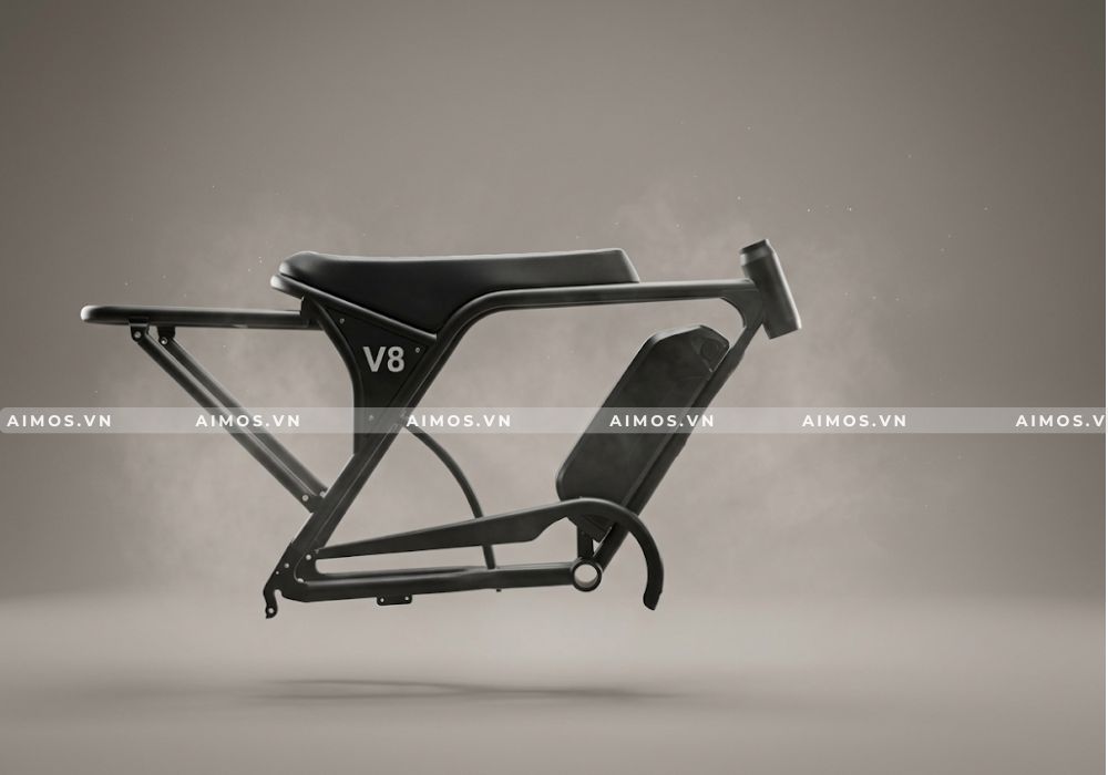 Khung thép carbon siêu cứng chịu tải 150kg trên xe đạp trợ lực điện OUXI V8