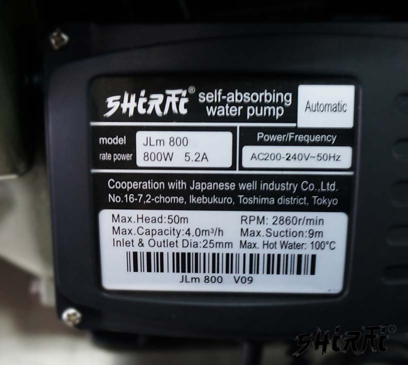 Máy bơm nước chân không hút đẩy Shirai JLm 800 (800w)