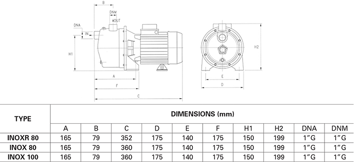 Máy bơm đầu inox Pentax INOXT 100N/62 (cánh inox - 3 pha - 750W - Italy)