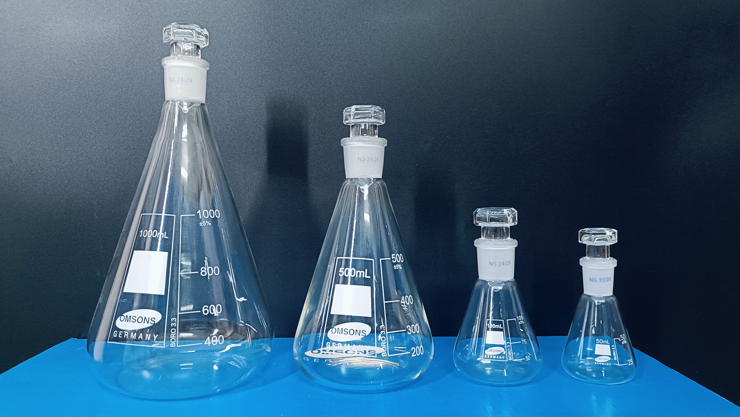 Bình tam giác có nút 1000ml N24/29, Hãng OMSONS GERMANY