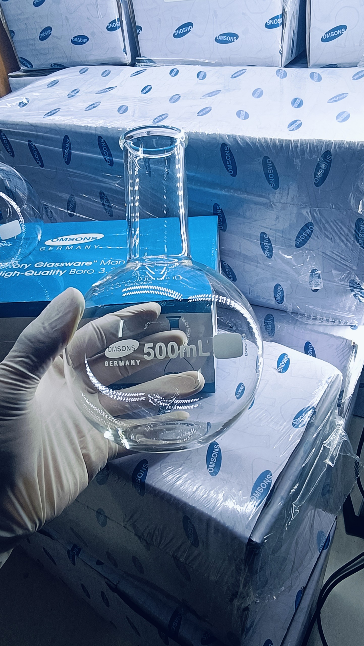 Bình cầu đáy bằng 500ml, Hãng OMSONS GERMANY