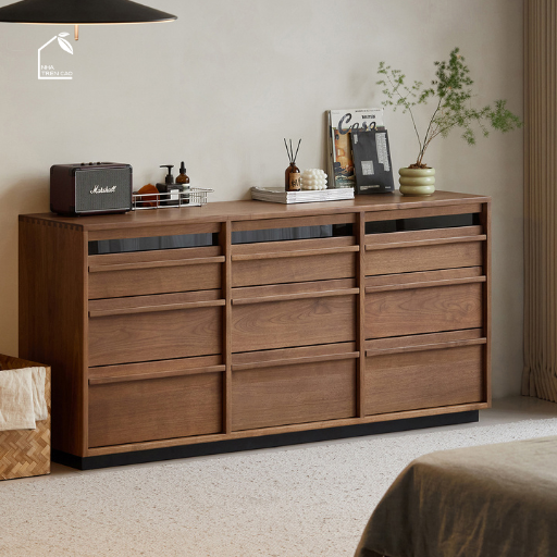 LINEA, TLT_089, Tủ lưu trữ 9 hộc phong cách sang trọng, 160x40x80cm, Plywood phủ veneer, Nội thất Nhà trên cao