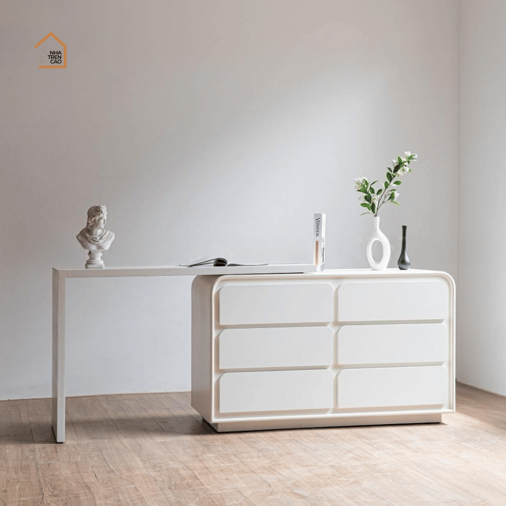 KARA, BTD_002, Bàn làm việc kết hợp bàn trang điểm 6 hộc sơn 2k, 120x40x75, Nội thất Nhà trên cao