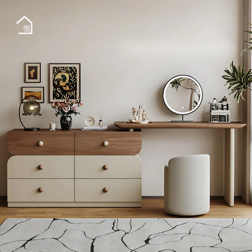 SAMA, BTD_031,  Bàn trang điểm 6 hộc tủ lưu trữ sang trọng,120x40x75cm, Plywood phủ sơn 2K, Nội thất Nhà Trên Cao