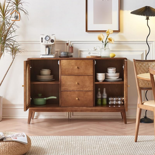 ZABAN, Tủ lưu trữ phối lưới mây tre cổ điển, TLT_012, 120x40x90cm, Gỗ Plywood phủ sơn 2K, Nội thất Nhà trên cao