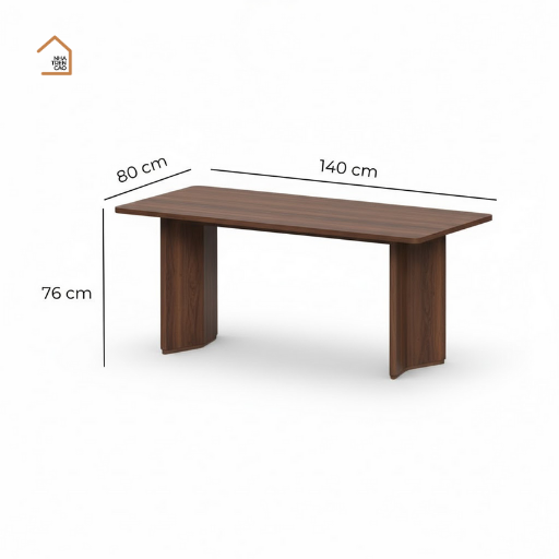 SOLIN, BA_001, Bàn ăn thanh lịch sang trọng, 140x80x76cm, plywood phủ veneer, Nội thất Nhà Trên Cao