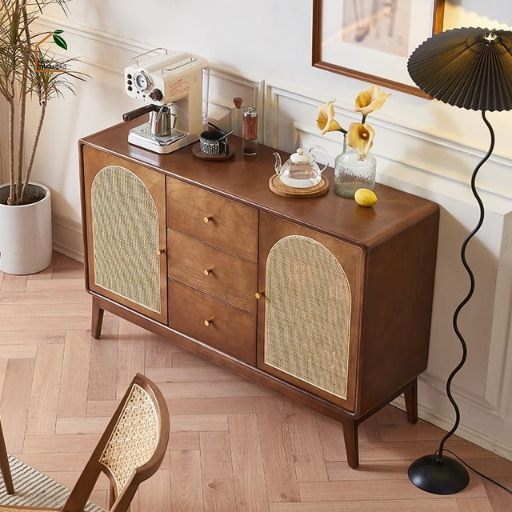 ZABAN, TLT_012, Tủ lưu trữ phối lưới mây tre cổ điển, 120x40x90cm, Gỗ Plywood phủ sơn 2K, Nội thất Nhà trên cao