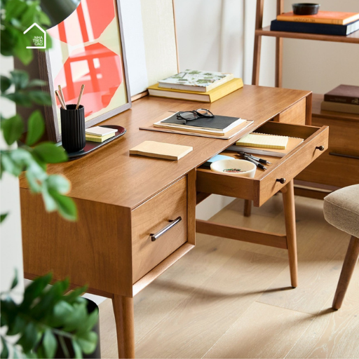 POE, Bàn trang điểm sang trọng, BTD_023, 120x40x75cm, Plywood phủ Veneer, Nội thất Nhà Trên Cao