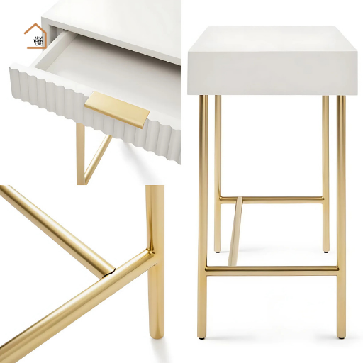 NANCY MINI, Bàn trang điểm nhỏ gọn sang trọng, BTD_021, 100x40x75cm, Plywood phủ Veneer, Nội thất Nhà Trên Cao